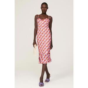 Slate & Willow Bustier Midi Dress Pink Size M Fabric Pull